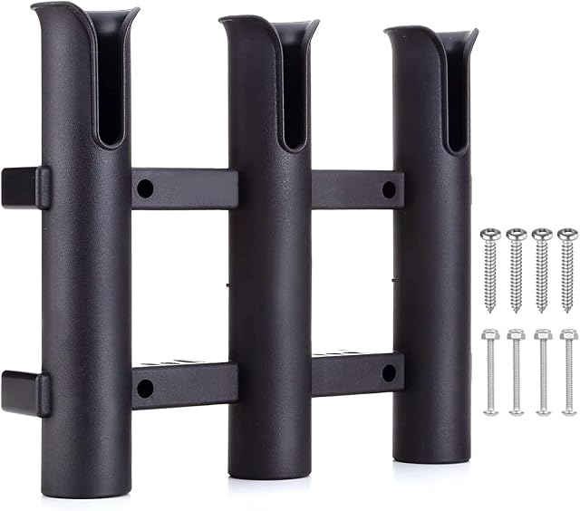 Soporte de barco BigTron negro de tres tubos para montaje lateral o en pared