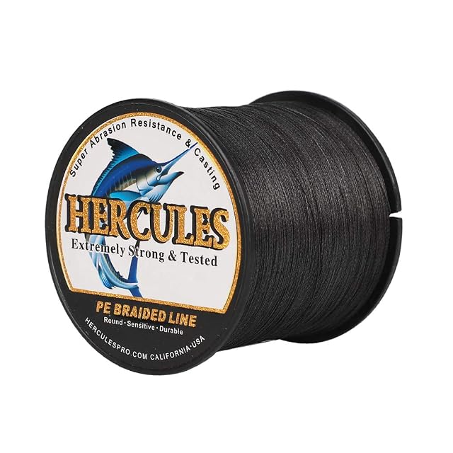 Línea trenzada de pesca HERCULES Super Cast de ocho hebras, negra