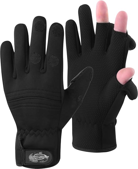 Guantes de pesca de invierno normani negros en neopreno de titanio