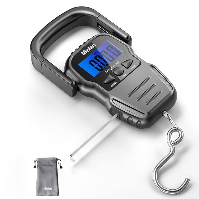 Báscula de pesca digital Meilen de 50 kg con cinta métrica y funda