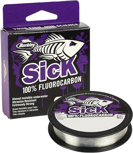 Material de bajo de línea Berkley Sick Fluorocarbon transparente, bobina de 50 m