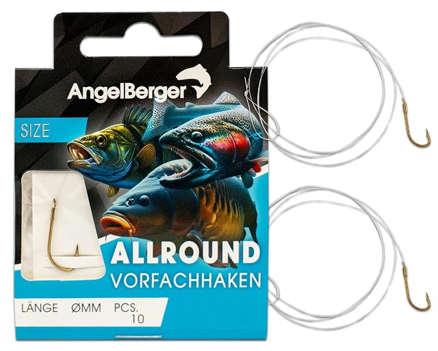 Anzuelos all-round montados Angel-Berger en bajos de línea de monofilamento, talla 8