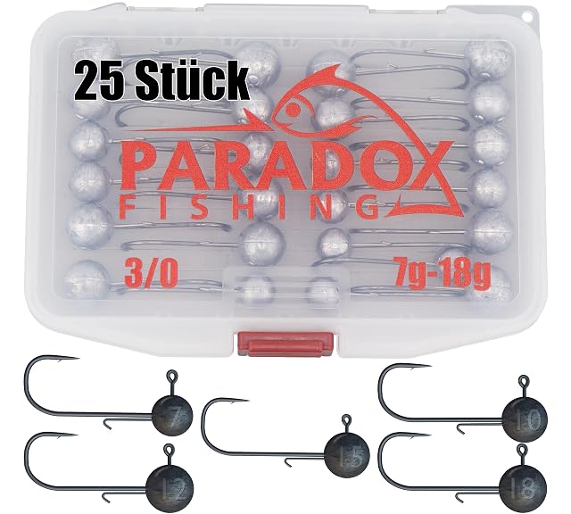 Juego de 25 cabezas plomadas 3/0 Paradox Fishing en cinco pesos