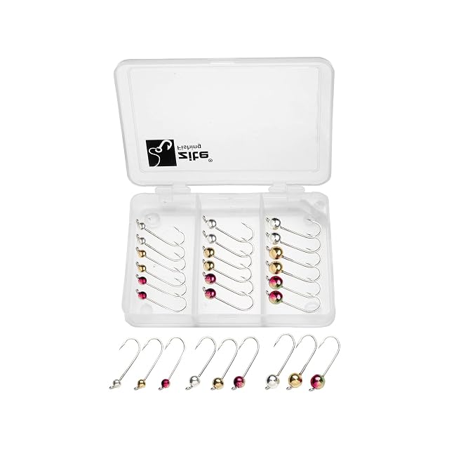 Microcabezas plomadas de tungsteno Zite Fishing en colores neón sobre anzuelos para trucha