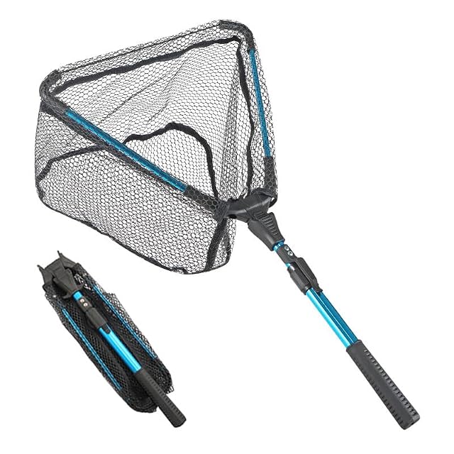 Sacadera de pesca plegable telescópica Roysmart con aro triangular