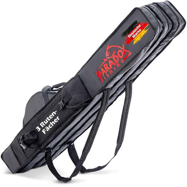 Funda de cañas Paradox Fishing, 150 cm con tres compartimentos