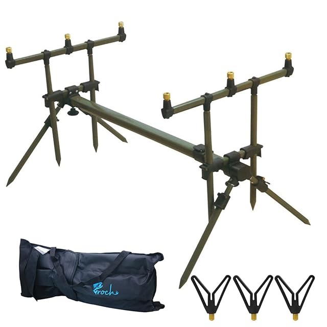 Rod pod Croch Master Deluxe de aluminio verde con apoyos y bolsa