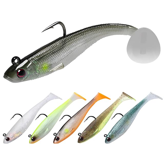 Juego de señuelos blandos paddle tail TRUSCEND de 2.8 pulgadas con cabezas plomadas