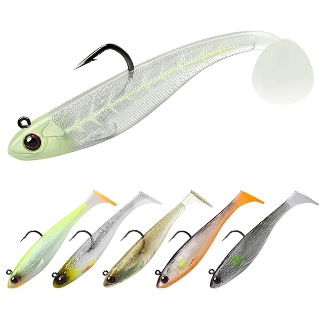 Señuelo blando paddle tail TRUSCEND montado en cabeza plomada con anzuelo BKK