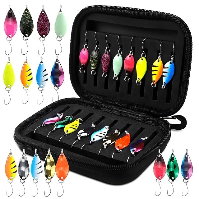 Juego de dieciséis cucharillas para trucha KOUHA con caja de guardado