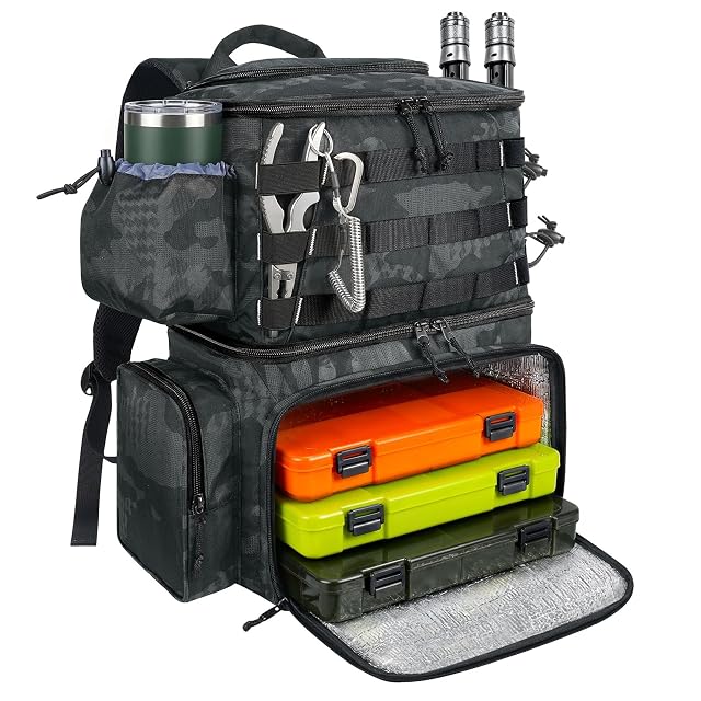 Mochila de pesca impermeable MATEIN con portacañas y compartimento isotérmico