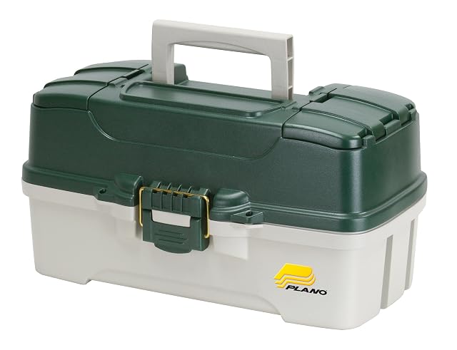 Caja de material Plano verde oscuro con tres bandejas basculantes
