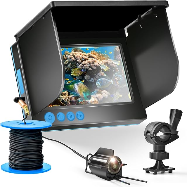 Cámara de pesca subacuática YYYuYong IPS de 5 pulgadas con soporte de caña