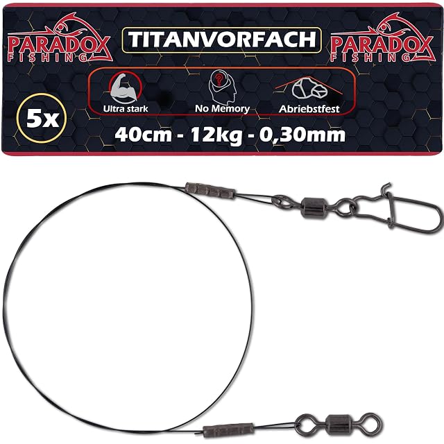 Bajo de línea de titanio para lucio Paradox Fishing, 0,30 mm, 40 cm